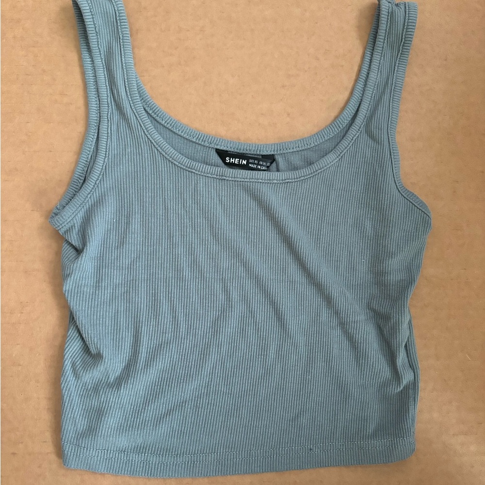 Light green ribbed tank top